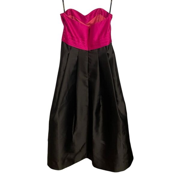 Shoshanna Midnight Strapless High Low Black Pink Wedding Prom Dress Size 2 NWT - Picture 4 of 7
